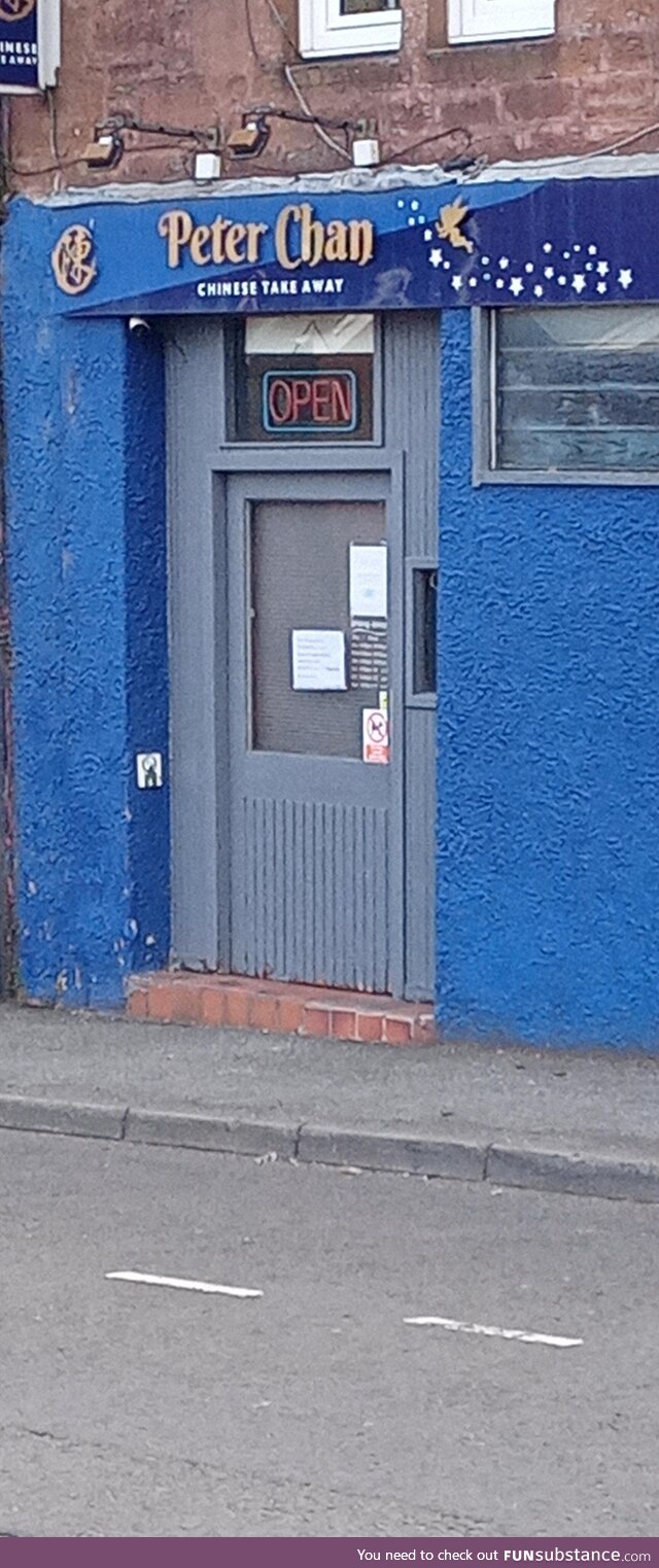 Chinese restaurant found in the home village of James Matthew Barrie, the creator of