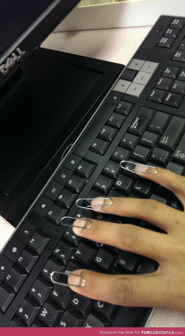 Bored at work and wondered how girls type with artificial nails so