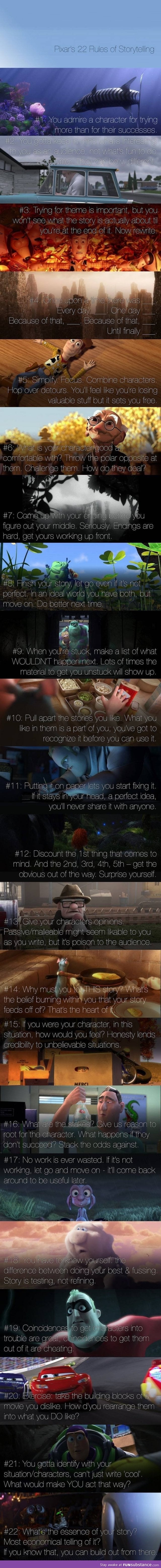 Pixar's rules for story storytelling