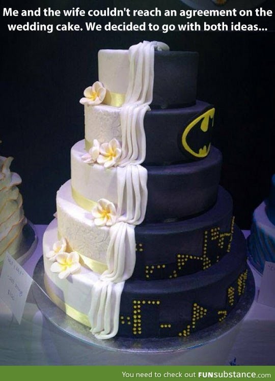 A special wedding cake for the day and night