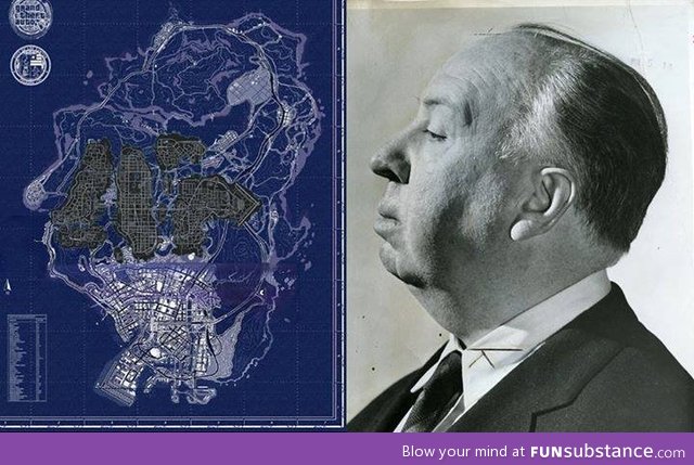 GTA V map is Alfred Hitchc*ck