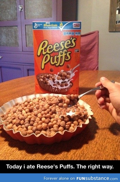 Eating reese's puffs the right way