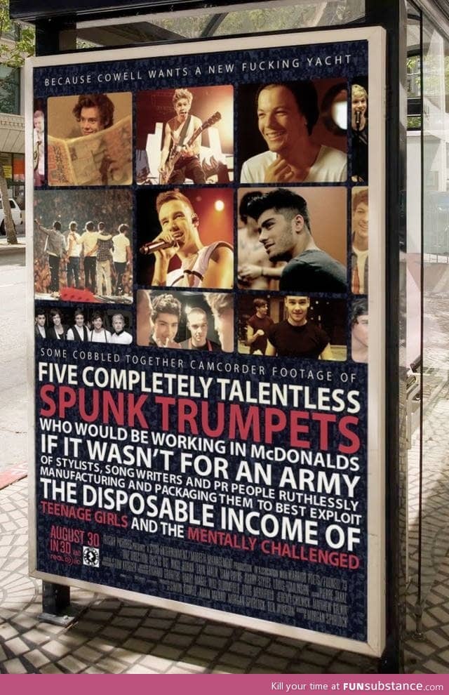 How "One Direction" are being advertised on the streets of Cardiff, Wales