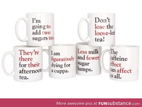 Passive aggressive mugs for grammar nuts