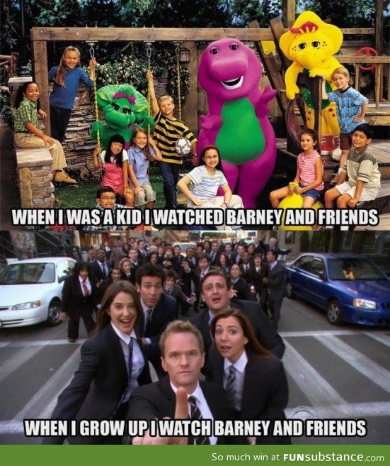 Barney and friends now and then.