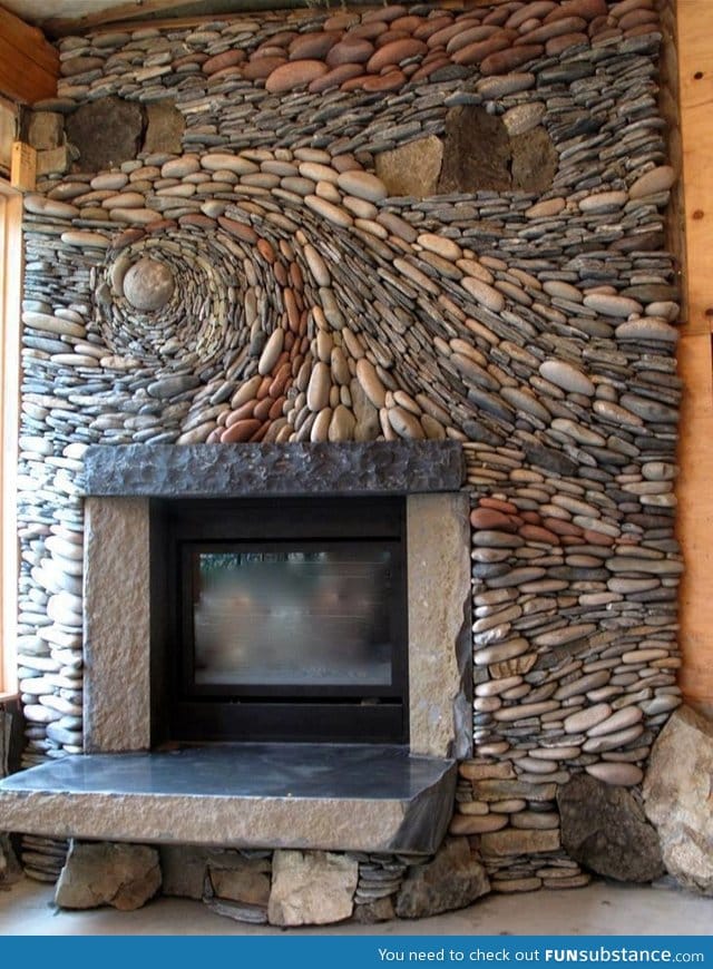 Beautiful stone fireplace