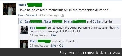 Being call a motherf*cker at McDonalds