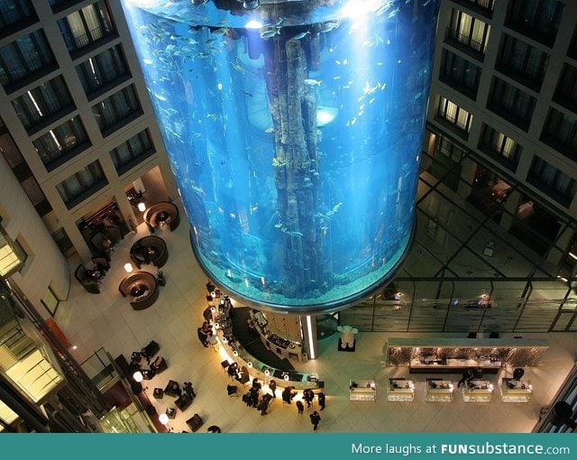 Giant hotel lobby aquarium in germany