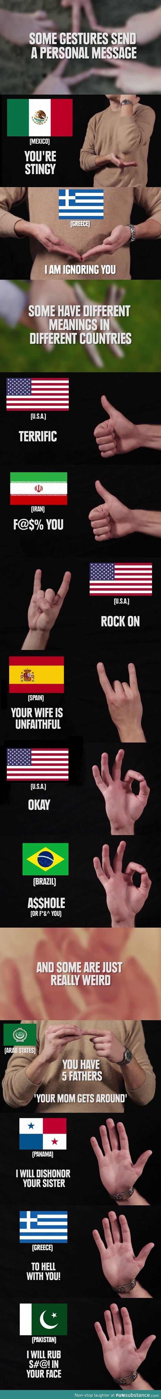 Hand gestures around the world