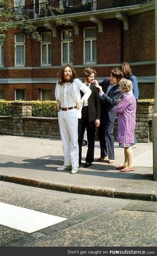 Just before the famous Abbey Road picture was taken.