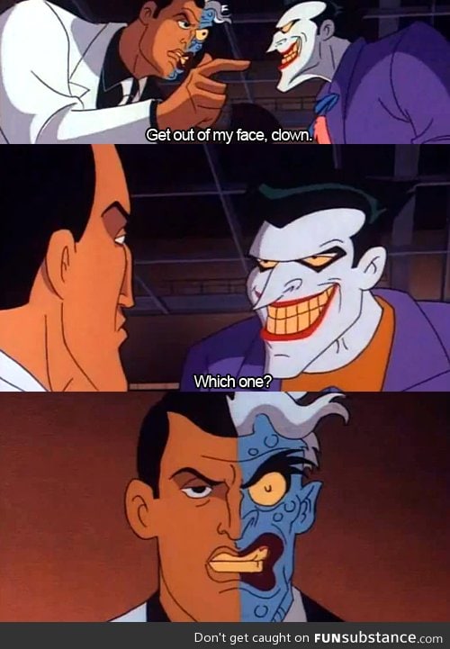 The Joker making a funny