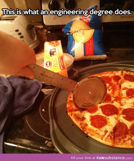 An engineer's pizza cutter