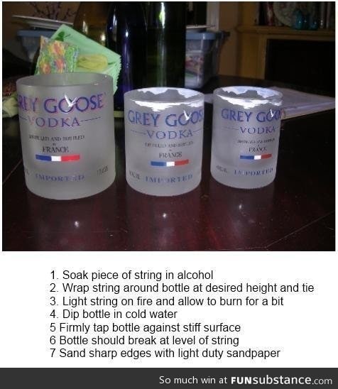 Cutting bottles with a string