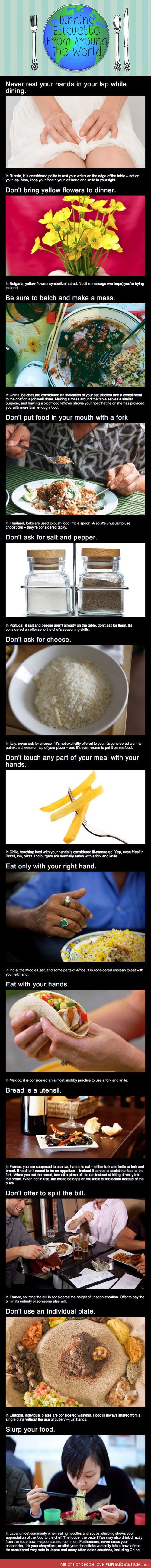 Dinning etiquette from around the world