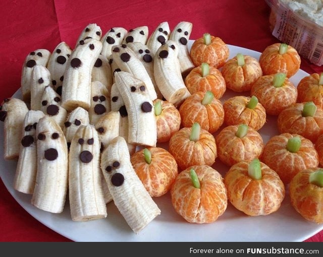 Orange pumpkins & banana ghosts