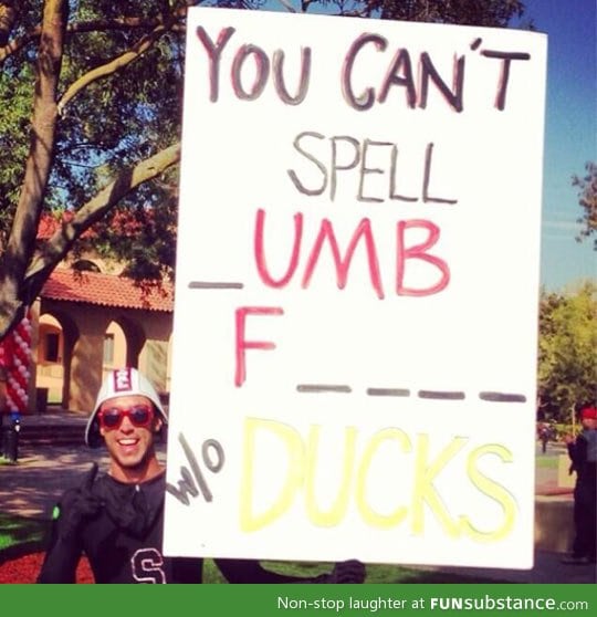 Stanford fan with the best sign ever made