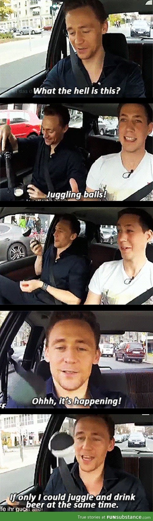 Tom Hiddleston juggling in berlin