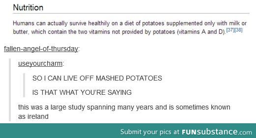 Surviving on potatoes