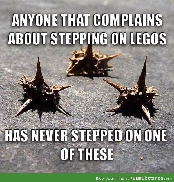 I step on these all of the time and they are NOT as bad as Legos.