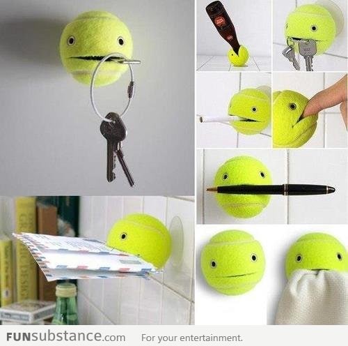 Use your tennis ball to hold things