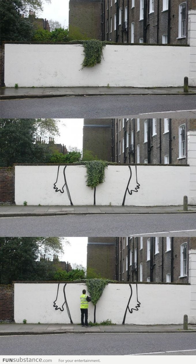 You see some plants, Banksy sees some art.