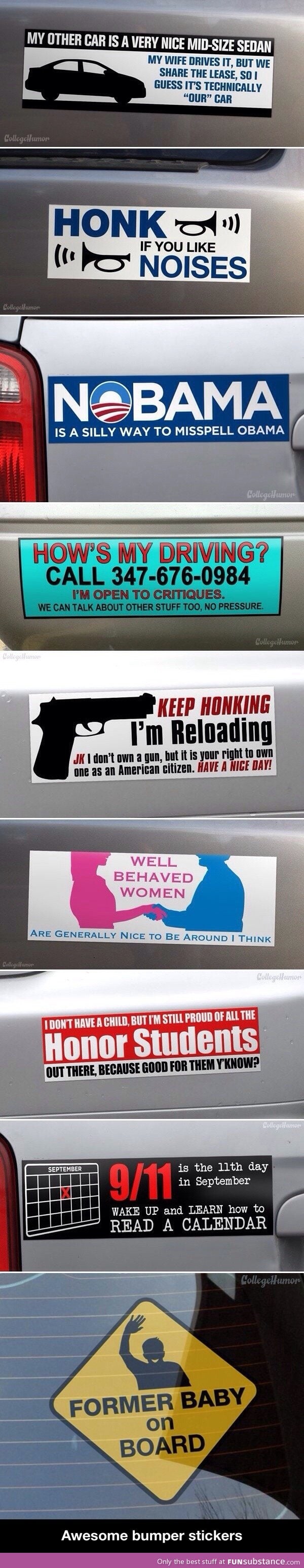 Awesome bumper stickers