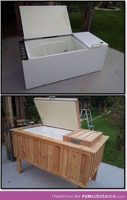 From old fridge to patio ice chest