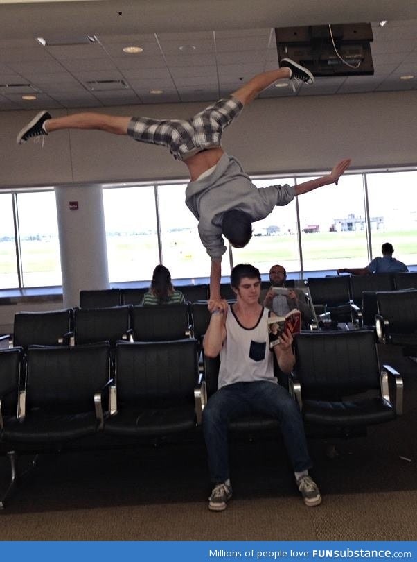 How gymnasts spend time at the airport