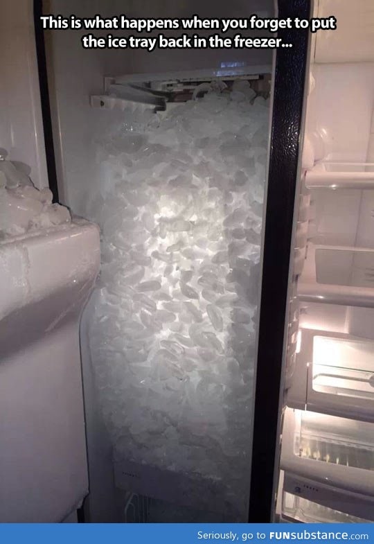Never forget to put the ice tray back in the freezer