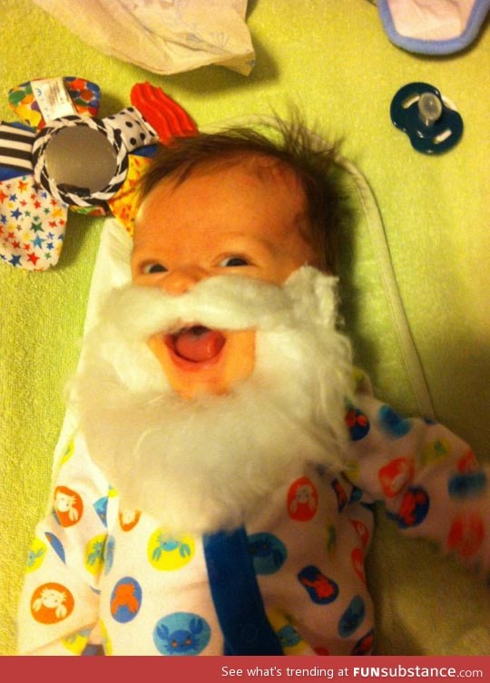 Apparently my 2 month old son really likes Santa's beard