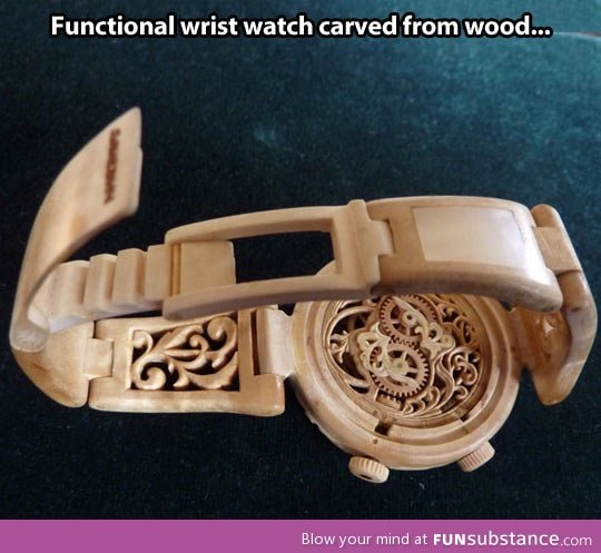 Functional watch made of wood