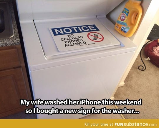 New sign for the washer