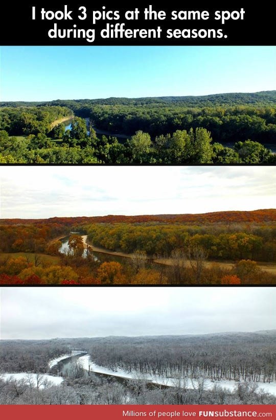 3 photos at the same spot, different seasons
