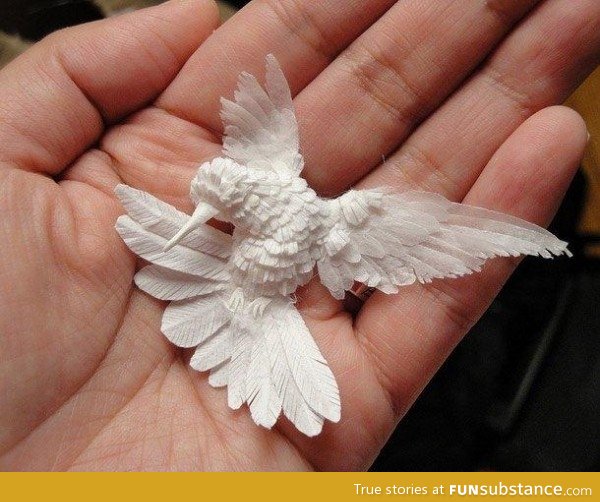 Hummingbird made of paper