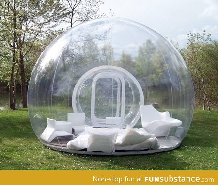 Inflatable lawn tent. Just imagine laying in it when it's raining..