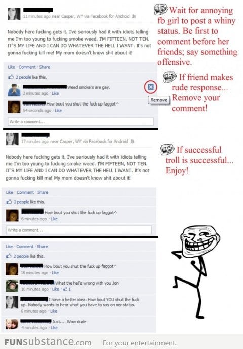 Facebooking like a troll.