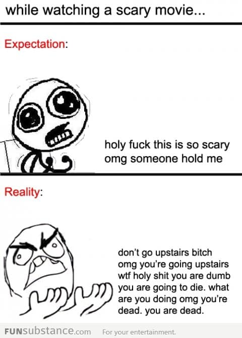 Watching a scary movie