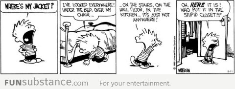 Classic Calvin & Hobbs - Where is My Jacket?