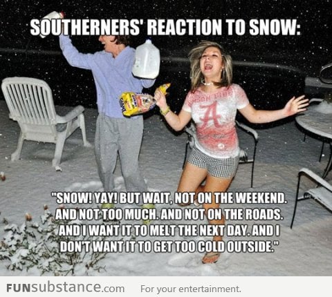 Southerner's reaction to snow