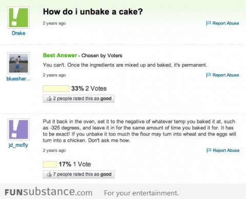 How do I unbake a cake?