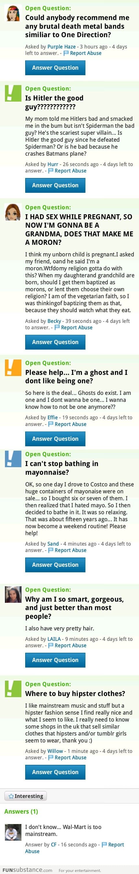 Meanwhile on Yahoo Answers