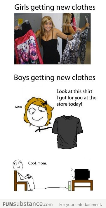The Difference Between A Girl And A Guy Getting New Clothes