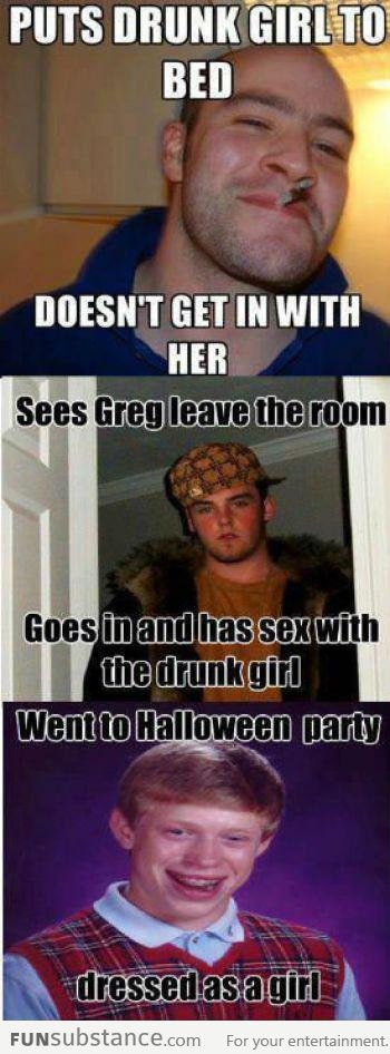 When good guy Greg, scumbag Steve and bad luck Brian meets