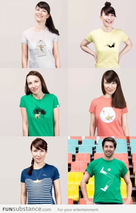 6 Creative T-Shirt + Necklace