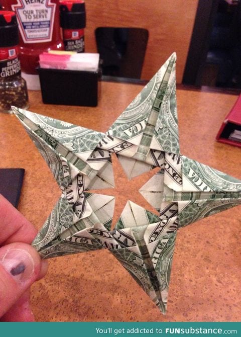 $5 dollar origami tip someone gave my waitress