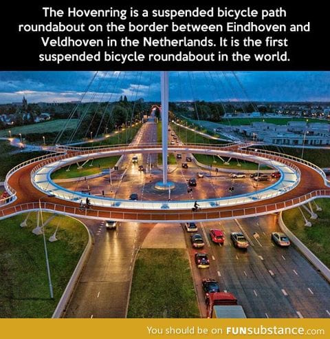 The first suspended bicycle roundabout