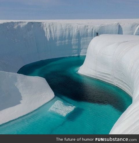 This is an ice formation in Greenland called ''Birthday Canyon''