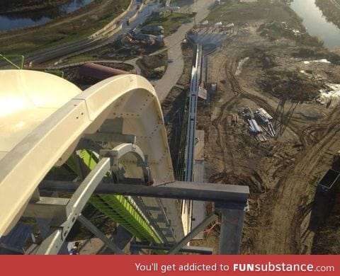 World's tallest waterslide under construction, as seen from the top