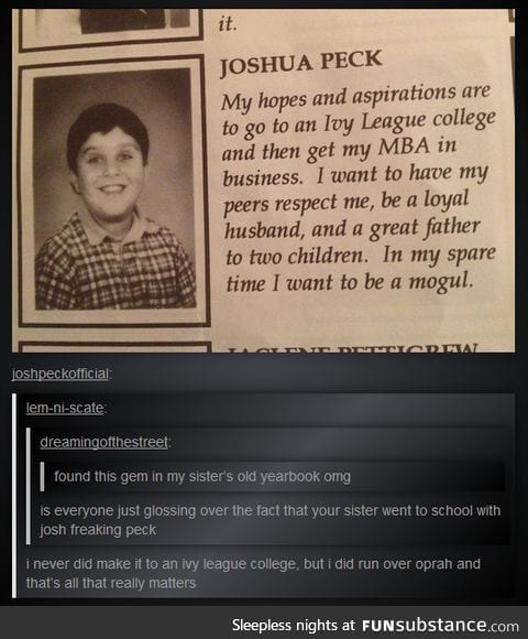 Josh peck in the yearbook