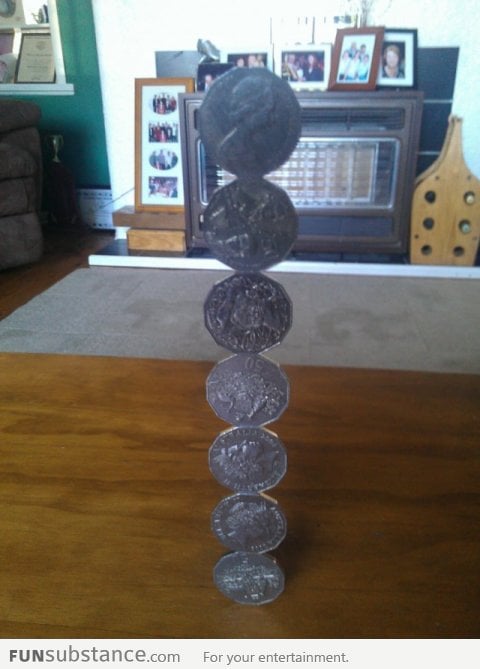50 cent coin stacking